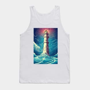 Lighthouse In A Celestial Storm Tank Top